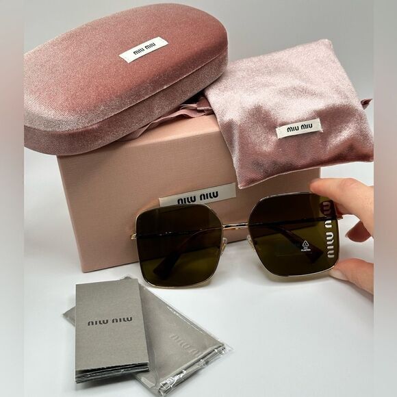 MIU MIU Sunglasses MU51YS 7OE01T Antique Gold/Dark Brown Women NEW